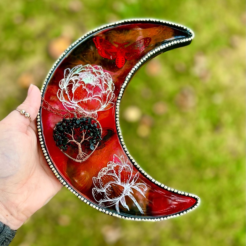 Black Agate Tree Of Life Heart Necklace